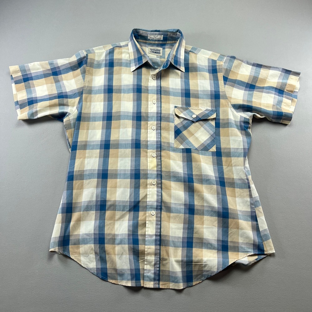 Levi Strauss & Co Shirt Mens Large Multicolor Plaid Cotton Curved Hem Button Up